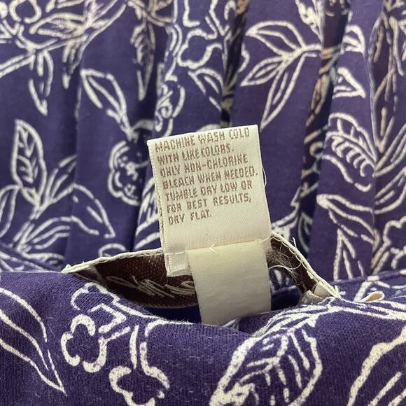 Vintage Midi Dress Size Medium Petite Purple White Floral A Line Button Cottage - Picture 11 of 15